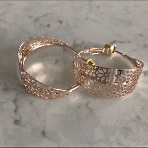 Rose gold tone hoop earrings floral cutout design new coastal cowgirl boho